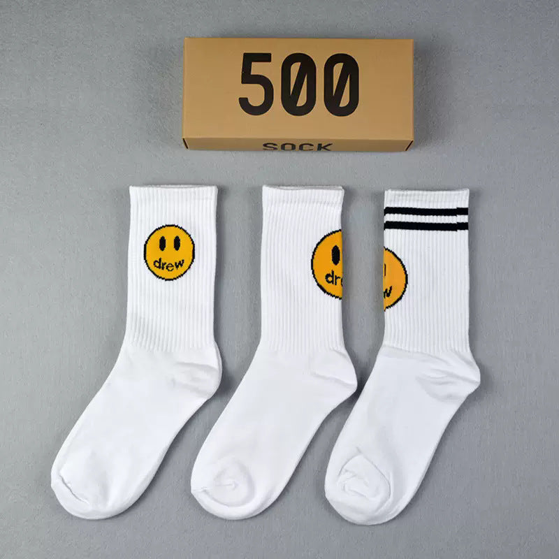 Men socks smiley face medium tube