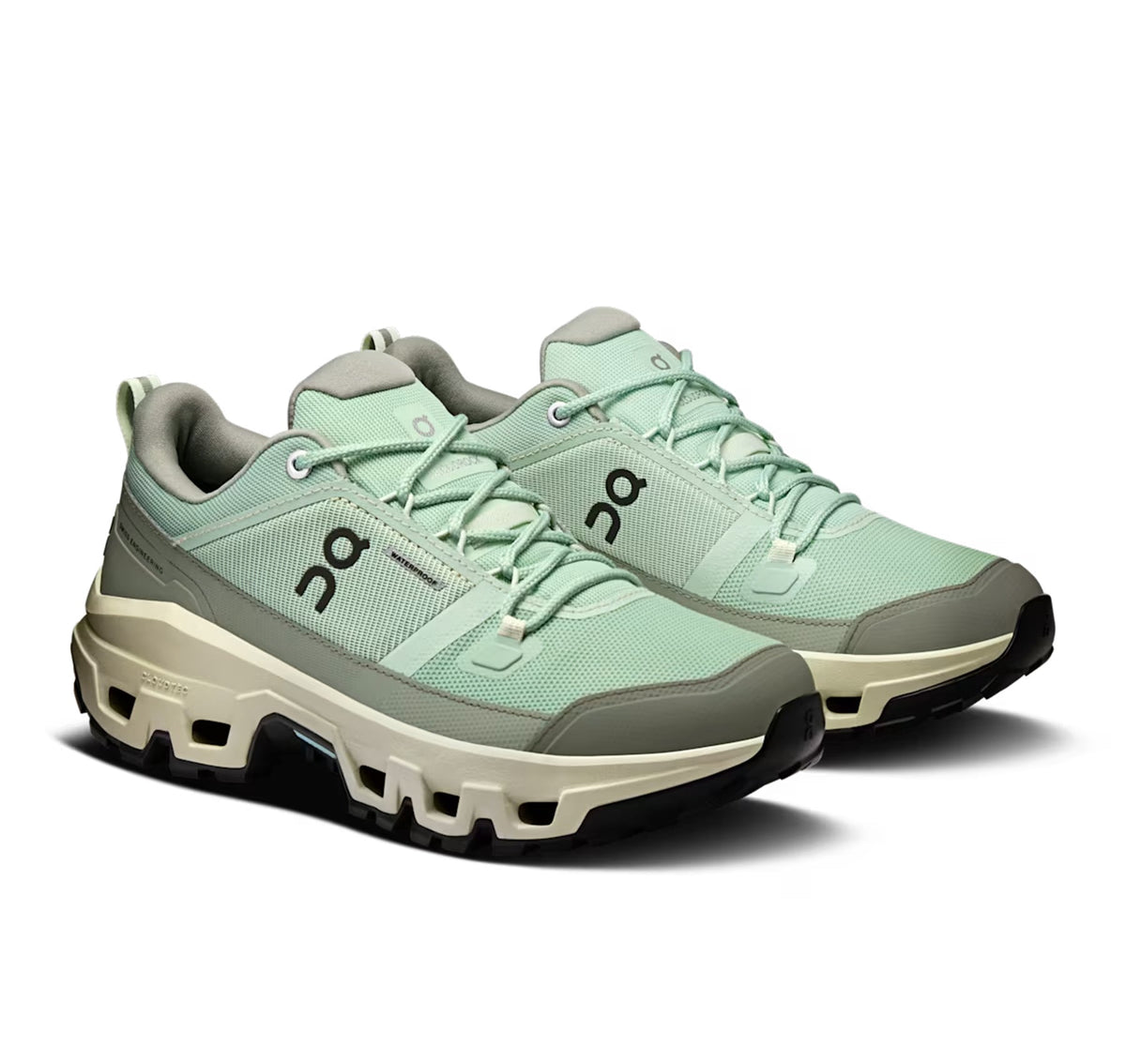 ON Womens Cloudrock Low Waterproof Mineral/Aloe