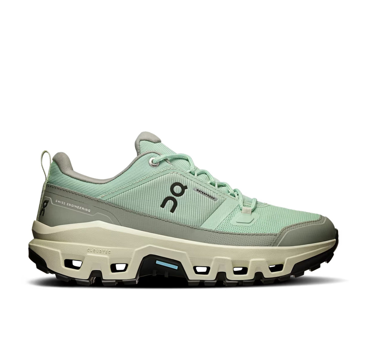 ON Womens Cloudrock Low Waterproof Mineral/Aloe